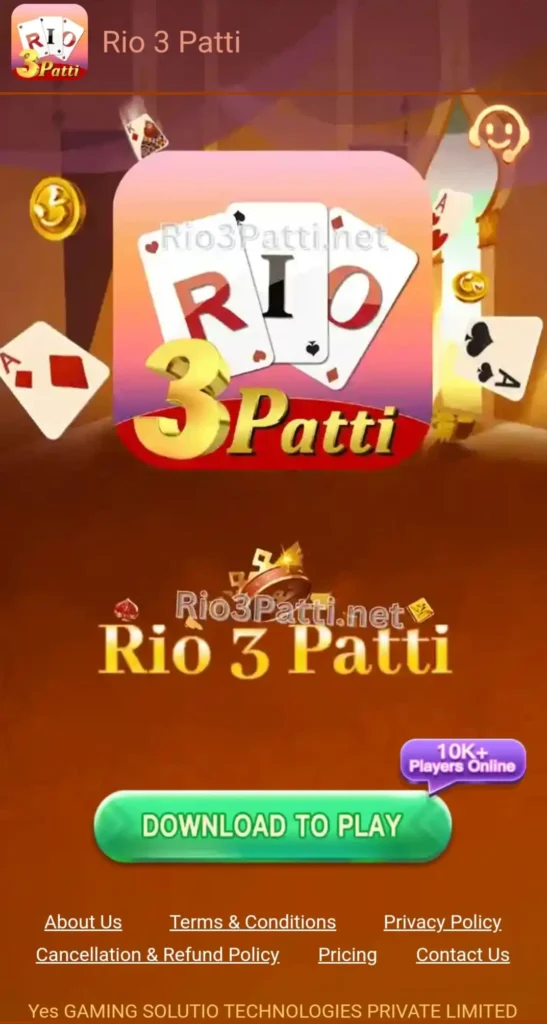 Rio 3 Patti {Official Launch} Get Upto ₹51 Sing Up Bonus | Rio 3 Patti APK 1